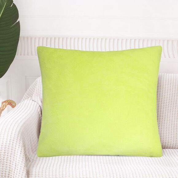80/20 Viscose Velvet Soft Throw Pillow Cover Square 18" x 18" Chartreuse - Picture 3 of 5